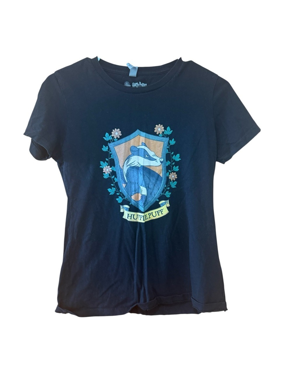 Hufflepuff Crest Kids Short Sleeve Tee - Black